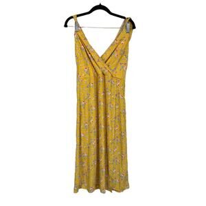 Miami Wrap Dress Yellow Large Maxi Midi Floral Cottagecore Boho Feminine Resort